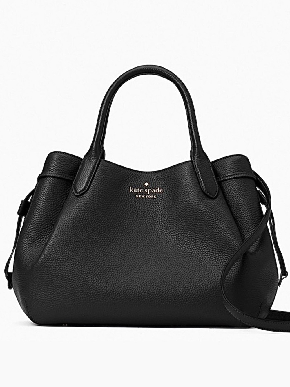 Kate Spade Dumpling Large Pebbled Leather Satchel Crossbody, Black NWT